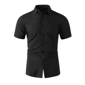 New Men's Business Casual Solid Color Short Sleeved Shirt for Summer Fashion No Ironing Comfortable and Versatile Top - Image 7