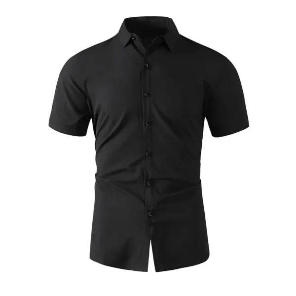 New Men's Business Casual Solid Color Short Sleeved Shirt for Summer Fashion No Ironing Comfortable and Versatile Top - Image 7