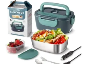 Portable Food Warmer Electric Lunch Box Leakproof 2 Compartments 110V 220V Ideal for Car Home & Office Food Heater Pot