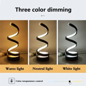 USB Plug in Creative Spiral LED Night Light Dimmable 3 Colors Adjustable for Living Room Office Desk Table Bedroom Bedside Decor - Image 4