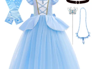 Children Dreamy Girls Cinderella Cosplay Costume Princess Ball Gown Kids Sequin Mesh Disguise Dress For Carnival Birthday Party