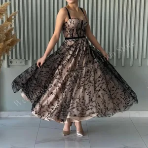 Elegant Black Prom Dresses for Women Spaghetti Strap Ankle-Length A-Line Special Events Wedding Gala Evening Party Gown 2023 New - Image 3