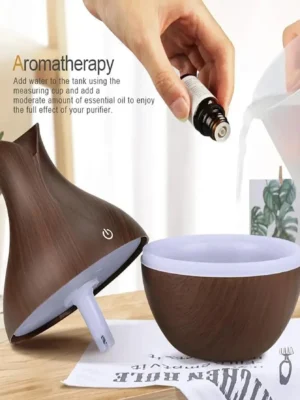 USB Electric Air Humidifier 130ML Mini Wood Grain Aroma Diffuser Essential Oil Aromatherapy Cool Mist Maker With LED For Home - Image 5