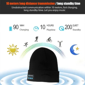 Wireless Bluetooth Music Hat Outdoor Knitted hat Headphone Winter Warm Beanie Speaker Removable Cap For Cycling Running Yoga - Image 4