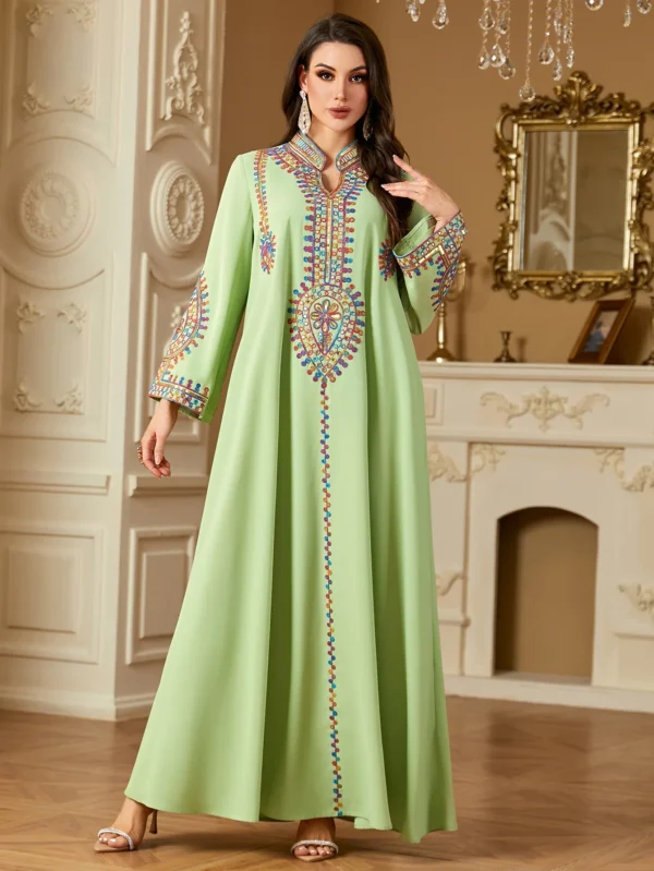 2025 Siskakia Ramadan Muslim Women's Embroidered Loose abaya Dresses For Women Gala Morocco Dubai Elegant Casual Kaftan - Image 6