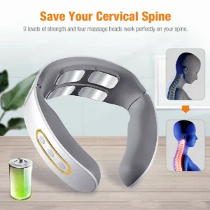 Electric Neck Shoulder Pulse Massager Kneading 4 Head TENS Magnetic Pulse Heating Cervical Vertebra Relax Pain Relief Massage - Image 7