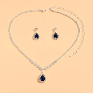 BLIJERY Elegant Waterdrop Style Jewelry Sets for Women Pink Crystal Necklace Earrings Bridal Wedding Party Jewelry Sets - Image 7
