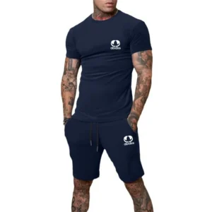 New Design Running two-piece Sets Mesh short sleeved T-shirt+shorts sets Sports Casual Men fitness Sportswear summer - Image 5