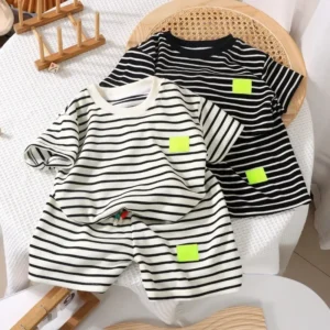 Summer Baby Boy Girls Clothes Set Children Stripe Tshirts and Shorts 2 Pieces Suit Kid Top Bottom Outfits Casual Tracksuits - Image 4