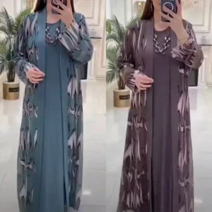 Jalabiya Eid Abayas Dress Set Kaftan Turkey Caftan Robe 2 Piece Kaftan Muslim Women Abaya Party Dresses Ramadan Elegant - Image 5