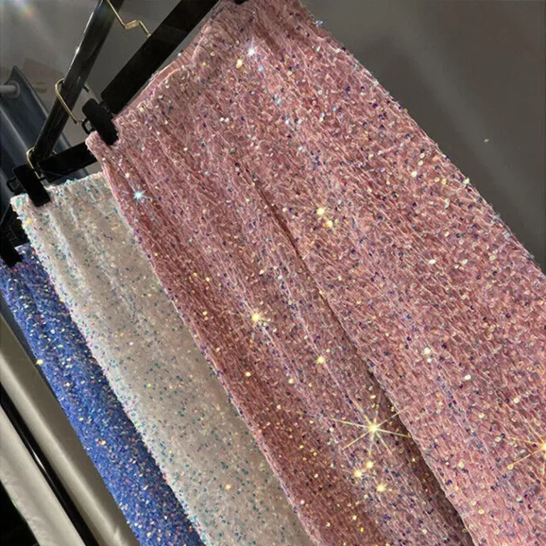 New Korean Velvet Sequined Wide-leg Pants Autumn and Winter Lengthened Slim Elastic High Waist Casual Party Straight Pants Shiny - Image 5