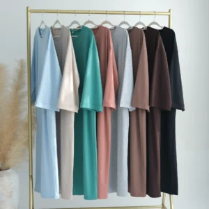 2024 New Modest Dress Solid Color Inner Dresses Muslim Women Dubai Abaya Eid Ramadan Islam Clothing Turkey Arabic Robe - Image 7