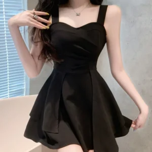 Summer Pure Desire Aesthetic Waist-Fitted Slimming A- Line Short Skirt French Sweet Spicy Stylish Sexy Open-Back Tank Dress For - Image 4