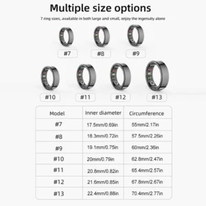 R09 Smart Ring with Charging Case Waterproof Health Fitness Rings Heart Rate Blood Oxygen Sleep Monitoring Ring for Men Women - Image 5