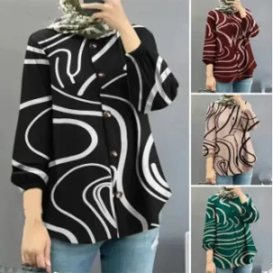 Button Shirt Printing Eid Muslim Abaya Women Loose Cardigan Dubai Abayas Kaftan Islam Caftan Arab Jalabiya Ramadan Morocco