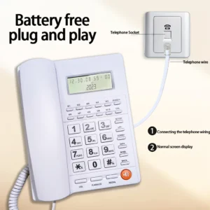 Desk Corded Telephone With Display For Home/Hotel/Office Support Music On Hold Landline Phone Corded - Image 5