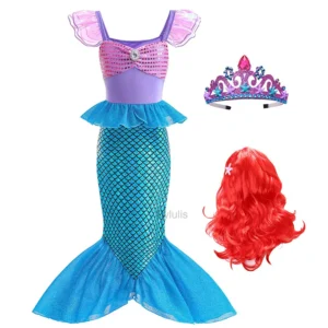 Princess Ariel Costumes Girls Ariel Little Mermaid Costume Kids Child Carnival Birthday Party The Mermaid Dress Clothes Outfit - Image 3