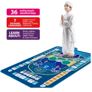7 Languages Educational Prayer Mat Electronic Interactive Prayer Rug Mat for Kids Smart Interactive Electronic Prayer Rug