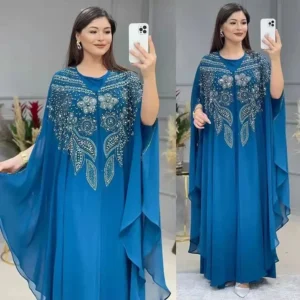 2 PCS Set Plus Size African Party Dresses for Women Chiffon Boubou Ankara Dashiki Outfit Dubai Kaftan Abaya Robe Marocaine Femme - Image 5