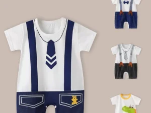 Baby Boys Summer Cartoon Dinosaur Rompers Cotton Thin Short Sleeve Little Boy Bodysuit Newborn Infants Jumpsuit New Costume