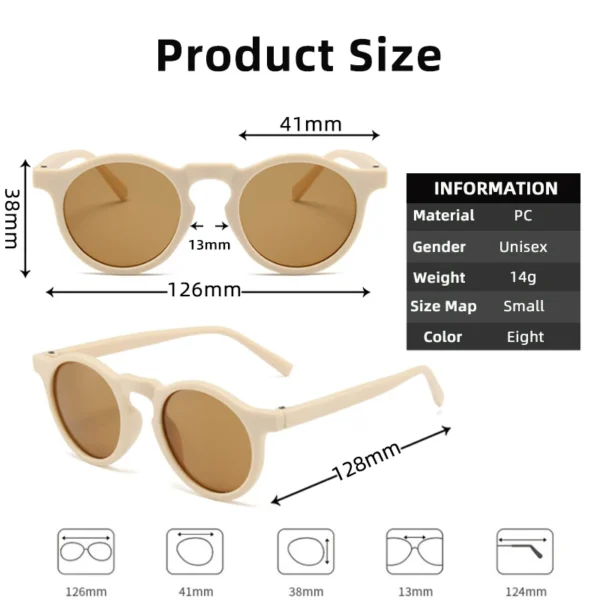 New Children Vintage Frosted Round Outdoor Sun Protection Sunglasses Baby Girls Acrylic UV400 Sunglasses Kids Fashion Glasses - Image 7