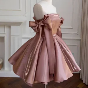 French Elegant Retro Lace-up Bow Straps Sleeveless High Waist Slim A-line Birthday Banquet Evening Short Dress For Women Summer - Image 5