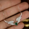 Aazuo Real 18K Solid White Gold Jewelry Natural Emerald Real Diamonds Double Wings Shpae Necklace With Chain Gifted For Women - Image 5