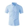 New Men's Business Casual Solid Color Short Sleeved Shirt for Summer Fashion No Ironing Comfortable and Versatile Top - Image 3