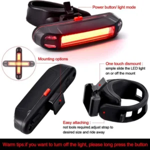 Bicycle Rear Light Waterproof USB Rechargeable LED Safety Warning Lamp Bike Flashing Accessories Night Riding Cycling Taillight - Image 3