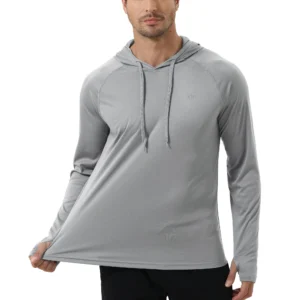 Summer Men's Long Sleeve UPF 50+ Hoodie Shirts, Rash Guard Quick Dry Lightweight T-shirt for Outdoor Jogger Sport Pullover - Image 4