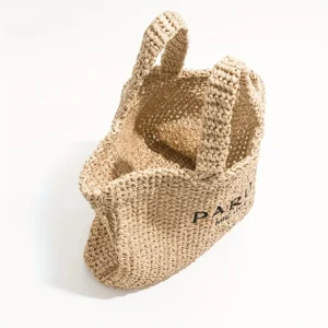 Casual Large Capacity Straw Tote Bag Designer Letters Women Handbags Handmade Woven Summer Beach Bag Big Shopper Purses 2024 - Image 5