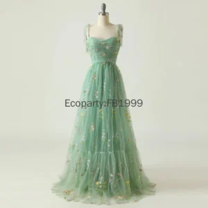 New Women Elegant Evening Party Dress 2025 Mesh Strap Sleeveless Lace Embroidery Dubai Banquet Gown Prom Dresses Female Vestidos - Image 5