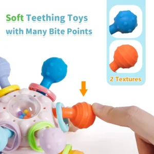 Baby Toys 0 12 Months Rotating Rattle Ball Grasping Activity Baby Development Toy Silicone Teether Sensory Toys for Babies Gifts - Image 4
