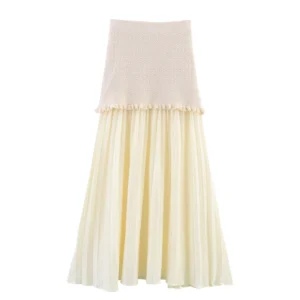 DEEABAE 2025 Spring New Round Neck Buckle Decoration Gentle and Versatile Short Sleeve Knitted Cardigan Half Skirt Set - Image 4