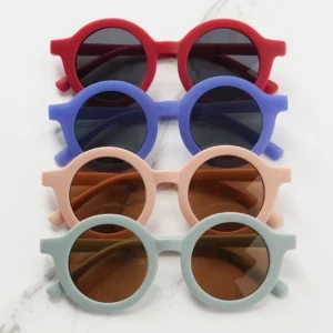 Baby sunglasses matte children's sunglasses trendy round frame retro mocha colored glasses anti purple line - Image 3