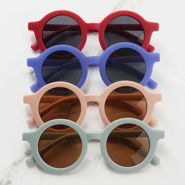 Baby sunglasses matte children's sunglasses trendy round frame retro mocha colored glasses anti purple line - Image 3