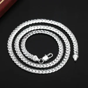 18K Gold/Silver Color 6mm Full Sideways Necklace 8/18/20/24 Inch Chain For Woman Men Fashion Wedding Engagement Jewelry - Image 7