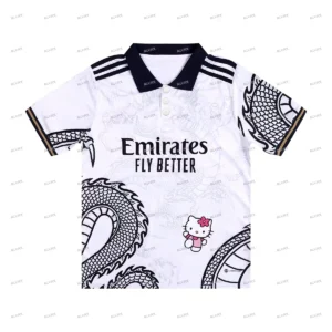 2025 Limited Edition Hello Kitty Dragon Pattern Football Jersey Short Sleeve Casual Men's Women Street Oversize Unisex Polo Tops - Image 5