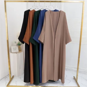 Muslim Open Front Abaya Long Sleeve Ramadan Maxi Length Dress Women's Clothing Cardigan Abayas Wearout Kaftans Women Jilbabs - Image 5