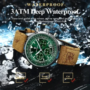 POEDAGAR Luxury Man Watch Quartz Waterproof Luminous Date Chronograph Leather Men Wristwatch Military Sports Men's Watches Reloj - Image 4
