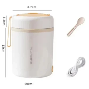 600ML Bento Box Electric Heating Lunch Box USB Portable Picnic Drink Food Heater Stainless Steel Thermal Lunch Boxes for Office - Image 7