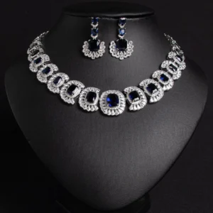 Super beautiful retro ladies jewellery popping necklace earrings zirconia accessories set party evening wedding gift M-351 - Image 5
