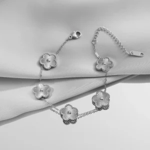 RAKOL Plum Blossom Metal Laser Bracelet Stainless Steel Waterproof And Allergic Resistant HighQuality Jewelry Temperament Clover - Image 7