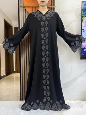 New 2024 Dubai Diamond Muslim Modest Dress for Women Elegant Arabic Femme Hijab Abaya 2024 Islamic Long Sleeve Turkey Clothing - Image 3