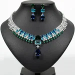 Luxury Multi-colour Jewellery Teardrop Zirconia Women's Summer Necklace Earrings Accessory Set Party Prom Dinner Festivals M-355