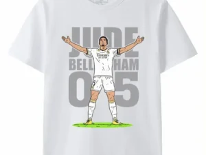 Bellingham for Real Madrid Fans Celebration Action Printed Logo Men Short Sleeve T-Shirt Commemorative Summer Round Neck England