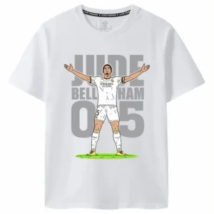 Bellingham for Real Madrid Fans Celebration Action Printed Logo Men Short Sleeve T-Shirt Commemorative Summer Round Neck England