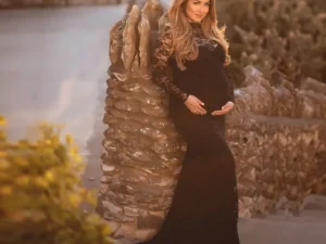 Sexy Summer Maternity Tulle Long Dresses Lace Maternity Crew Neck Trailing Dress Pregnancy Photography Dress photography dress