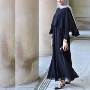 2024 Arabic Women's Chiffon Dress Mantle Large Wrap Long Abaya Cross-Border Muslim Women's Clothing From China - Image 3