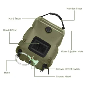 Outdoor Bathing Bag 20L Solar Hiking Camping Shower Bag Portable Heating Bathing Water Storage Bag Hose Switchable Shower 250401 - Image 3